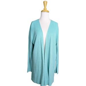NEW Eileen Fisher Aqua Boxy Cardigan Sweater Organic Linen Cotton Knit Small